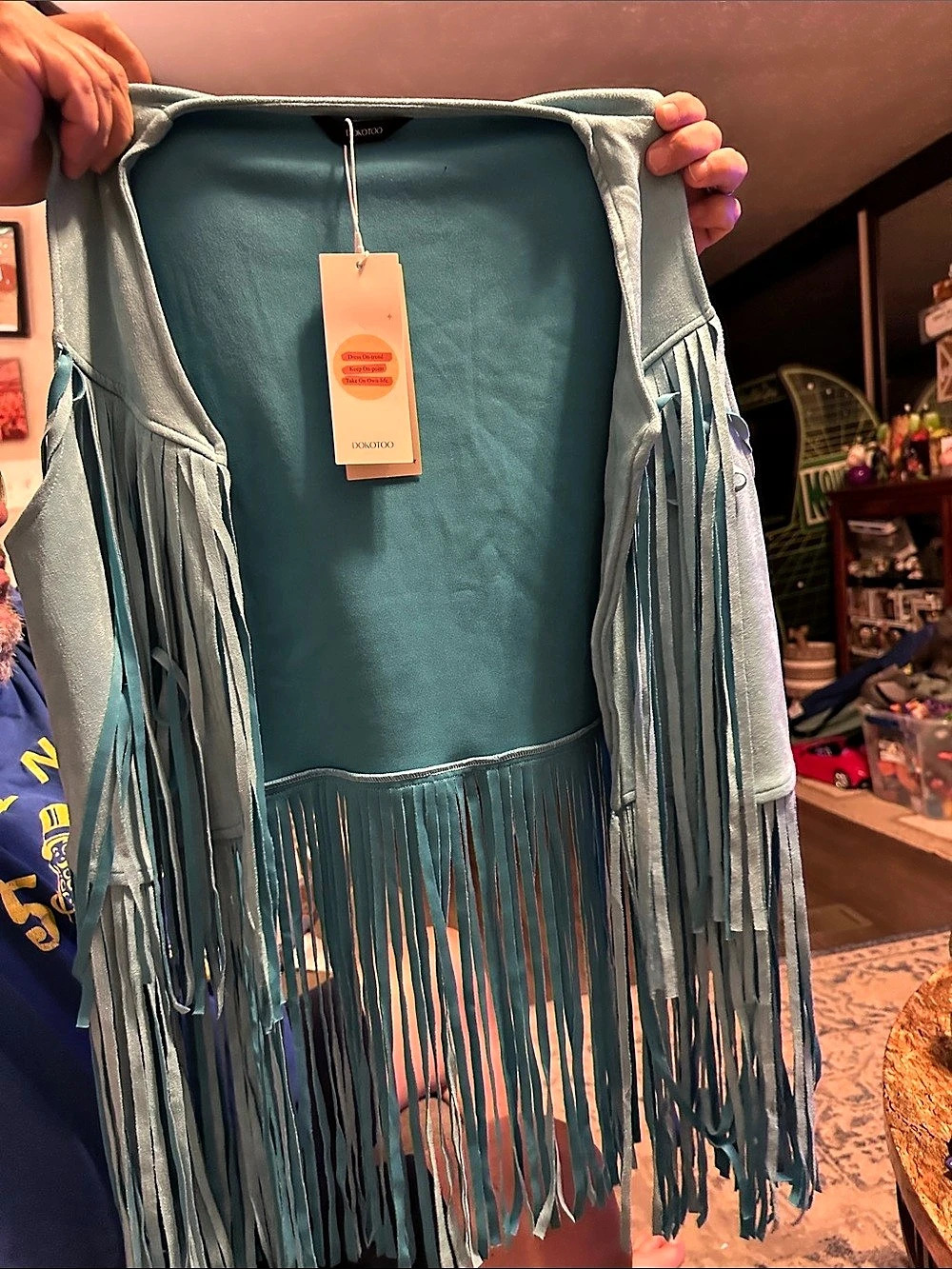 Dokotoo Blue Fringe Vest NW